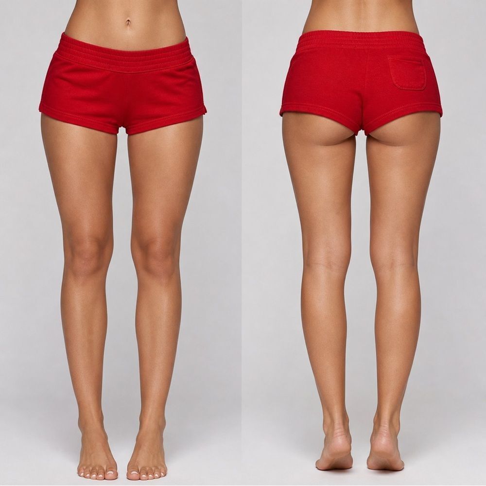 U2B Solid Red Mini Hot Shorts Cotton Blend With Pockets Casual shorts size M